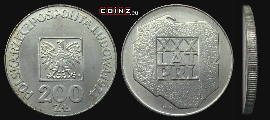 200 złotych 1974 30 Years of People's Republic - Polish coins (PRL)