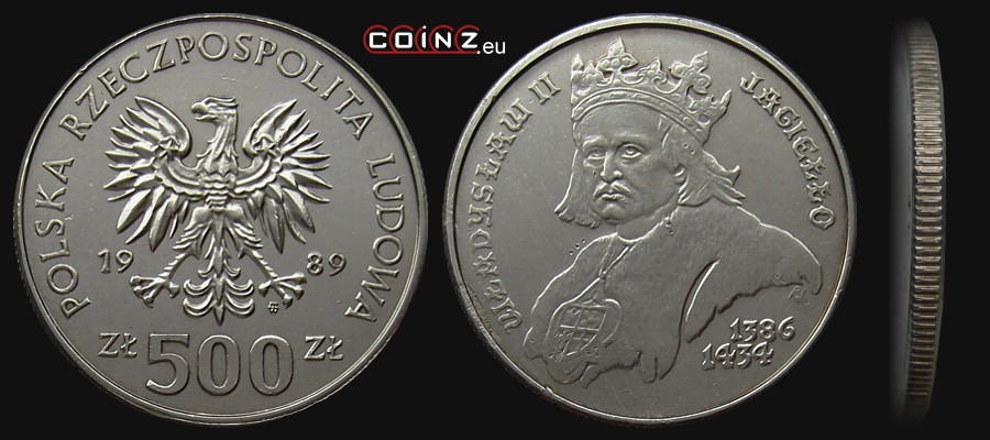 500 złotych 1989 Władysław Jagiełło - Polish coins (PRL)