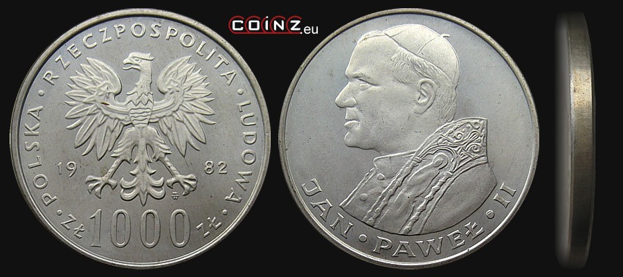 1000 złotych 1982-1983 John Paul II - Polish coins (PRL)