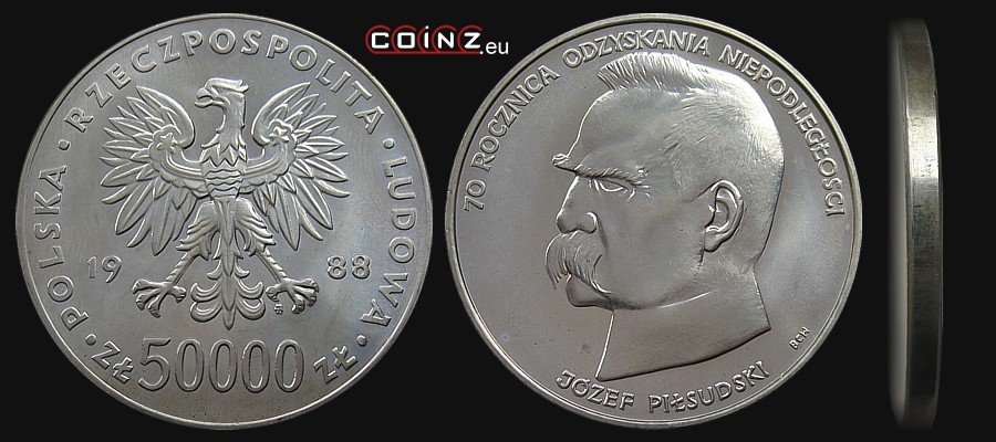 50000 złotych 1988 Jozef Pilsudski - Polish coins (PRL)