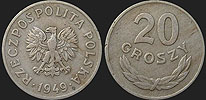 Monety Polski - 20 groszy 1949 CuNi