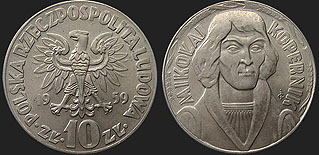 Polish coins - 10 zlotych 1959-1965 Nicolaus Copernicus