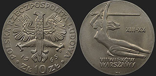 Polish coins - 10 zlotych 1965 Nike