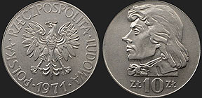 Polish coins - 10 zlotych 1969-1973 Tadeusz Kosciuszko