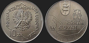 Monety Polski - 10 złotych 1972 50 Lat Portu w Gdyni