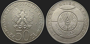 Polish coins - 50 zlotych 1981 FAO - World Food Day