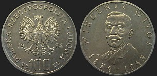 Polish coins - 100 zlotych 1984 Wincenty Witos
