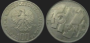 Monety Polski - 100 złotych 1984 40 Lat PRL