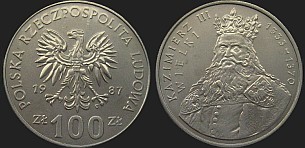 Monety Polski - 100 złotych 1987 Kazimierz Wielki