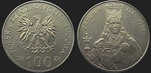 Polish coins - 100 zlotych 1988 Jadwiga