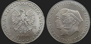 Monety Polski - 200 złotych 1975 30 Rocznica Zwycięstwa Nad Faszyzmem