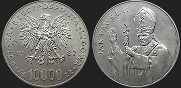 Polish coins - 10000 zlotych 1987 John Paul II