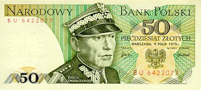 Banknote with face value: 50 złotych PRL