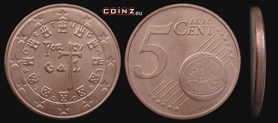 5 euro centów od 2002 - monety Portugalii