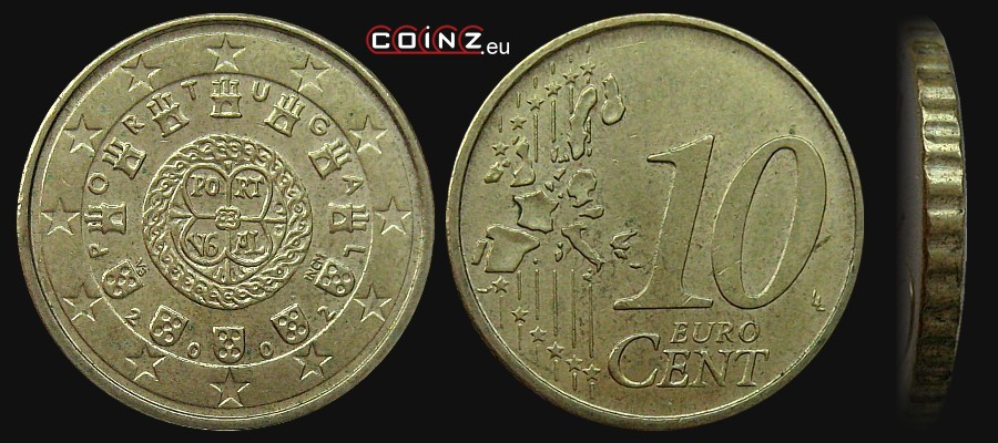 10 euro centów 2002-2006 - monety Portugalii