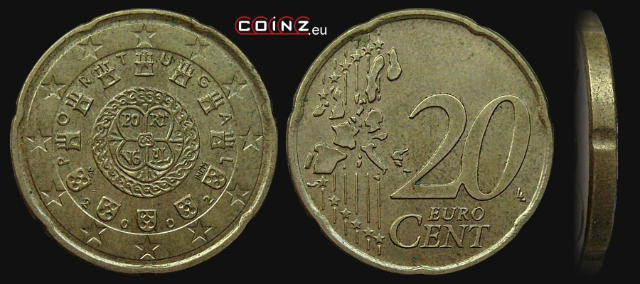 20 euro centów 2002-2006 - monety Portugalii