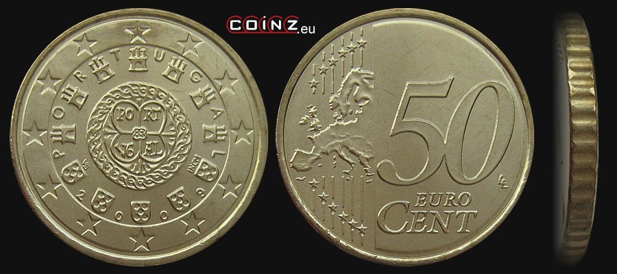 50 euro centów od 2008 - monety Portugalii