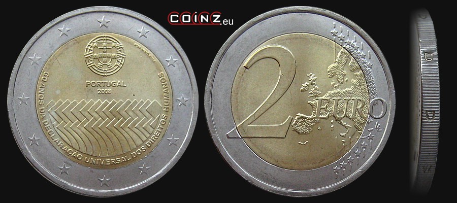 2 euro 2008 Universal Declaration of Human Rights - Portuguese coins