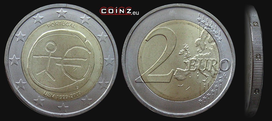 2 euro 2009 - 10 Rocznica Unii Gospodarczej i Walutowej - monety Portugalii
