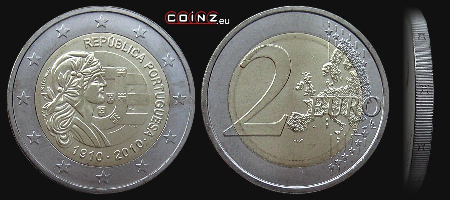 2 euro 2010 - 100 Lat Republiki Portugalskiej - monety Portugalii