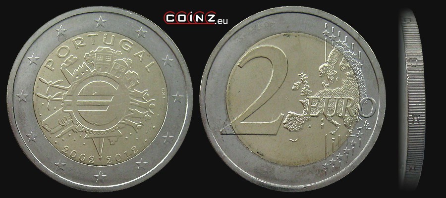 2 euro 2012 - 10 Lat Euro w Obiegu - monety Portugalii