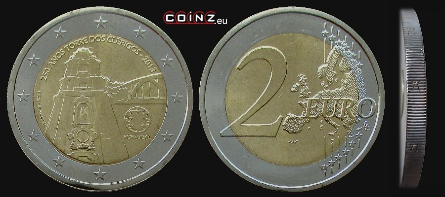 2 euro 2013 Porto - Wieża Clérigos - monety Portugalii