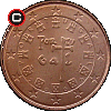 1 euro cent od 2002 - układ awersu do rewersu