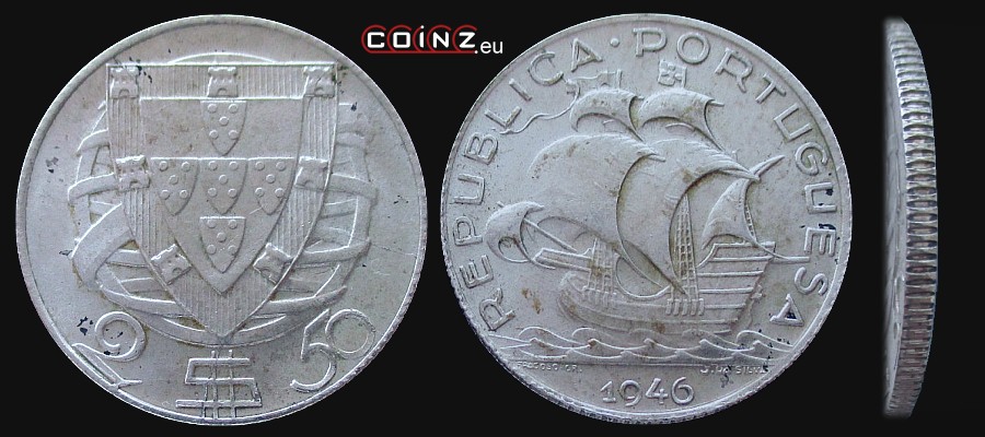 2.5 escudo 1932-1951 - monety Portugalii