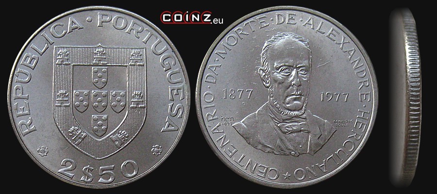2.5 escudos 1978 [1977] Alexandre Herculano - Coins of Portugal