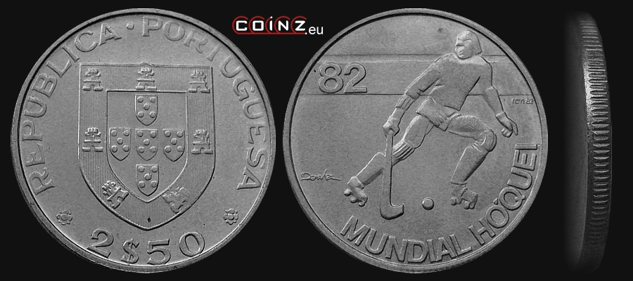 2.5 escudo 1982 Mistrzostwa w Hokeju na Wrotkach - monety Portugalii