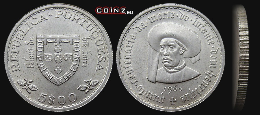 5 escudo 1959 [1960] Henryk Żeglarz - monety Portugalii