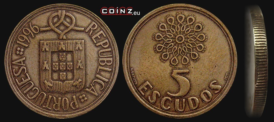 5 escudo 1986-2001 - monety Portugalii