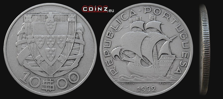 10 escudo 1932-1948 - monety Portugalii