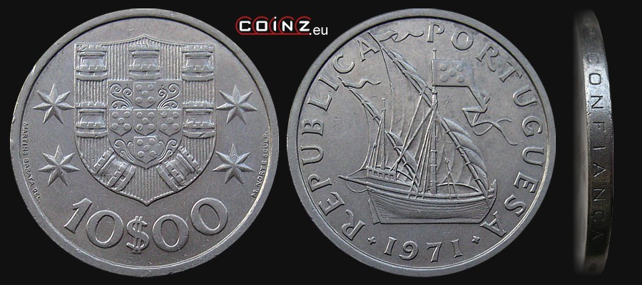10 escudo 1971-1974 - monety Portugalii
