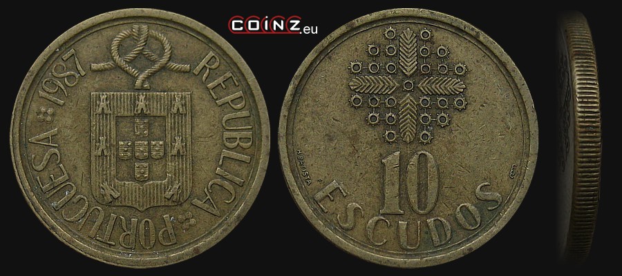 10 escudo 1986-2001 - monety Portugalii