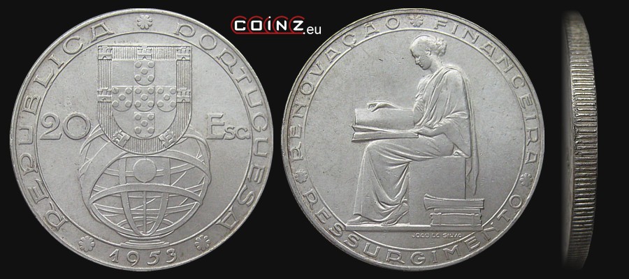20 escudo 1954 [1953] Reforma Finansów - monety Portugalii