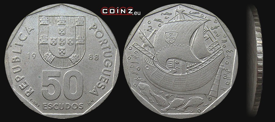 50 escudo 1986-2001 - monety Portugalii