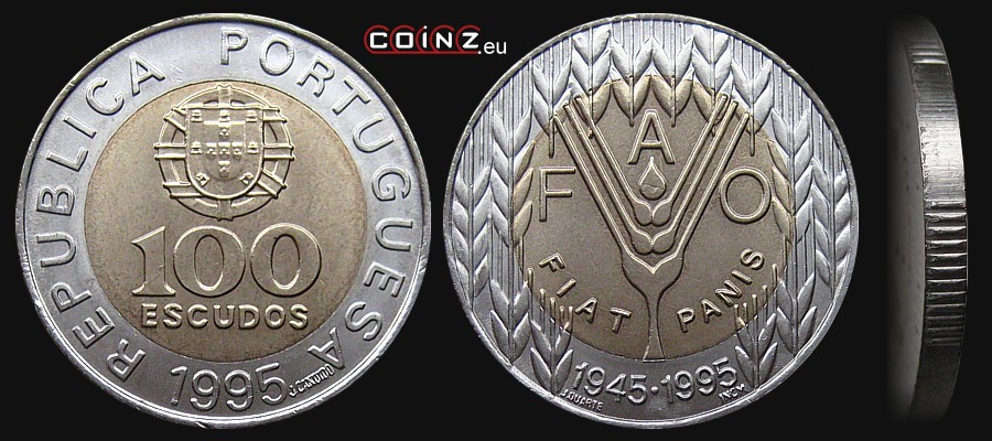 100 escudos 1995 - 50 Years of FAO - Coins of Portugal