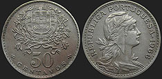 Portuguese coins - 50 centavos 1927-1968