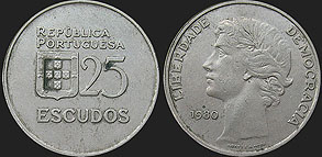 Portuguese coins - 25 escudos 1980-1986