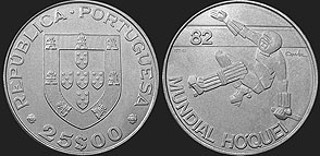 Portuguese coins - 25 escudos 1982 Roller Hockey Championship
