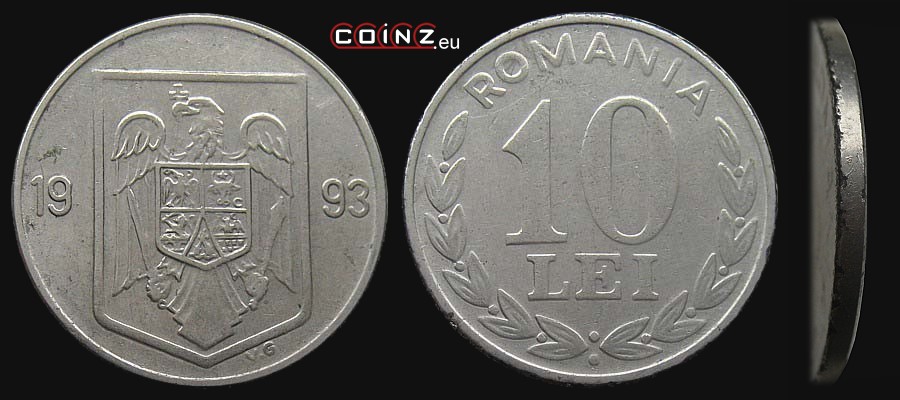 10 lei 1993-1995 - monety Rumunii