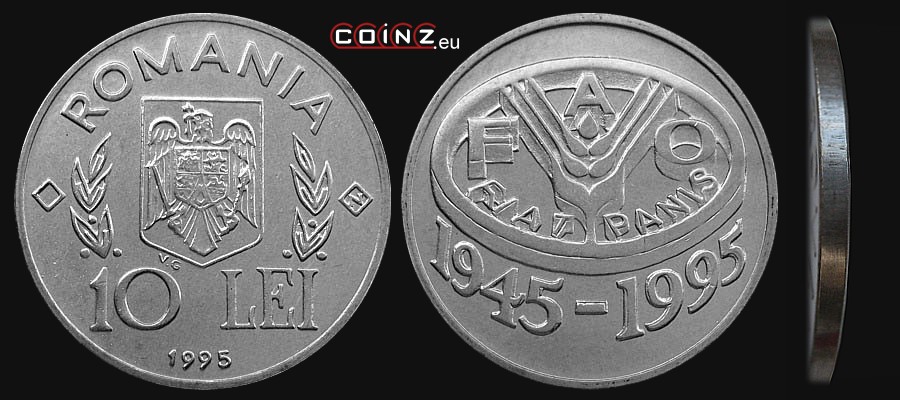 10 lei 1995 50 Lat FAO - monety Rumunii