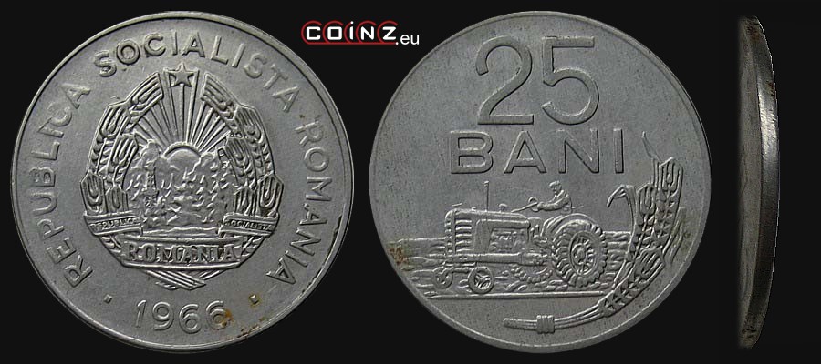25 bani 1966 - monety Rumunii
