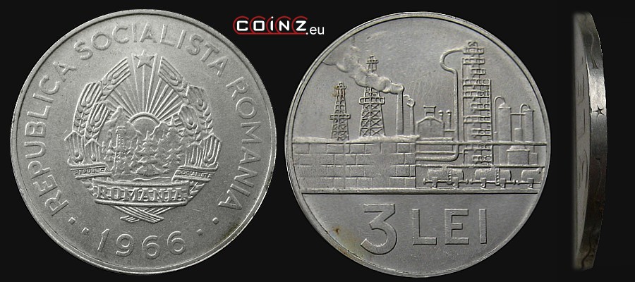 3 leje 1966 - monety Rumunii