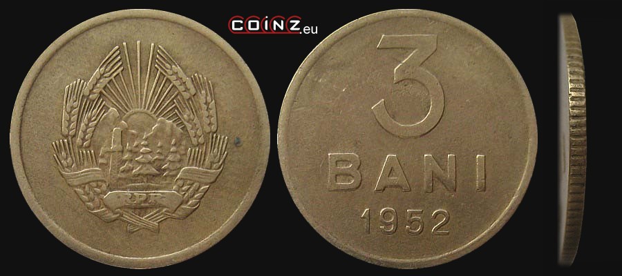 3 banie 1952 - monety Rumunii