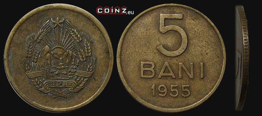 5 bani 1953-1957 - monety Rumunii