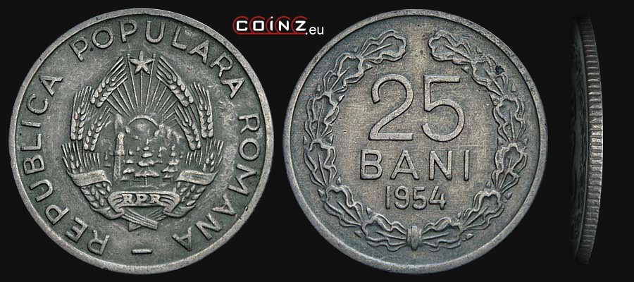 25 bani 1953-1954 - monety Rumunii