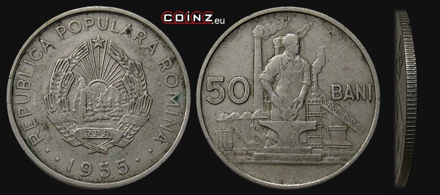 50 bani 1955-1956 - monety Rumunii