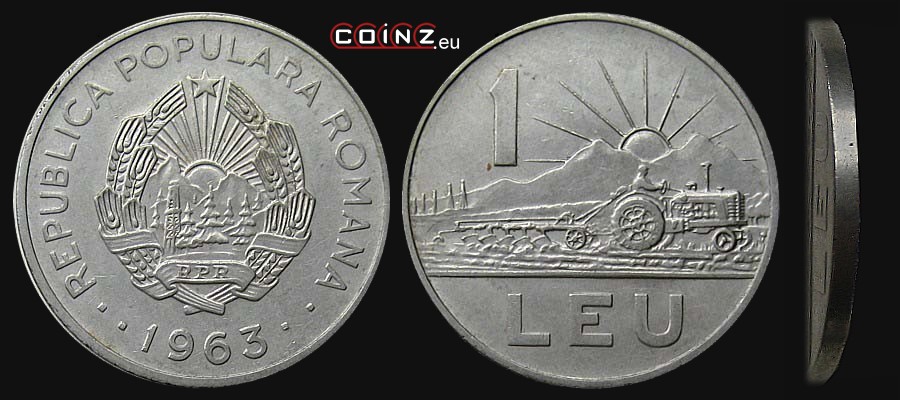 1 lej 1963 - monety Rumunii